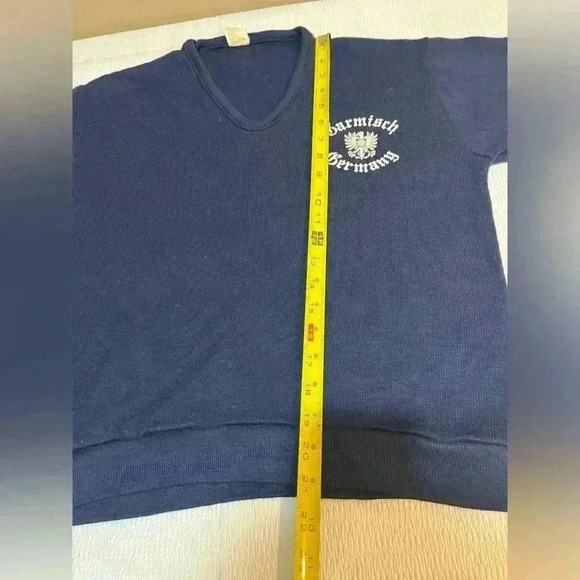 Vintage Artex div of jostens Garmisch Germany blue v neck sweater size medium - Picture 8 of 8